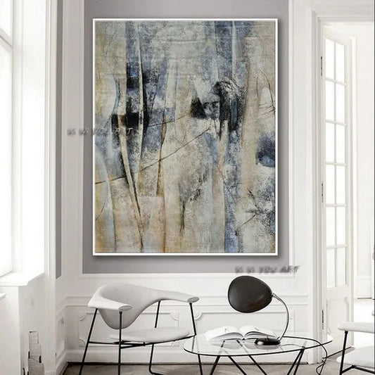 100% Handmade Neutral Color Modern Artwork Large Abstract Oil Painting on Canvas Office Living Room Contemporary Texture White