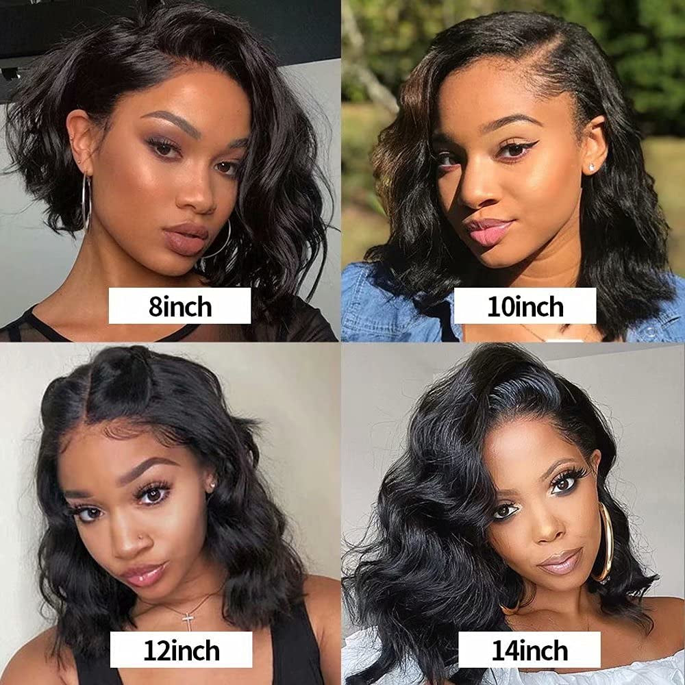 Body Wave Short Bob Wigs 13X4 Lace Frontal Wig Brazilian Human Hair Wig 4X4 Closure Loose Wavy Human Hair Wigs for Black Women