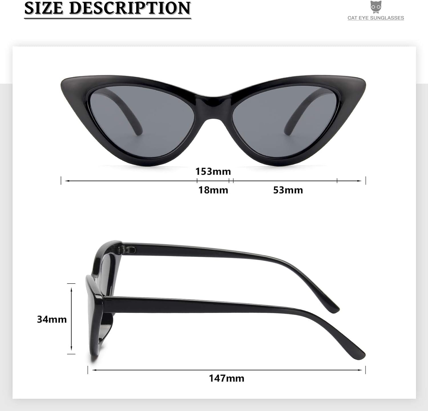 Livhò Retro Vintage Narrow Cat Eye Sunglasses for Women Clout Goggles Plastic Frame