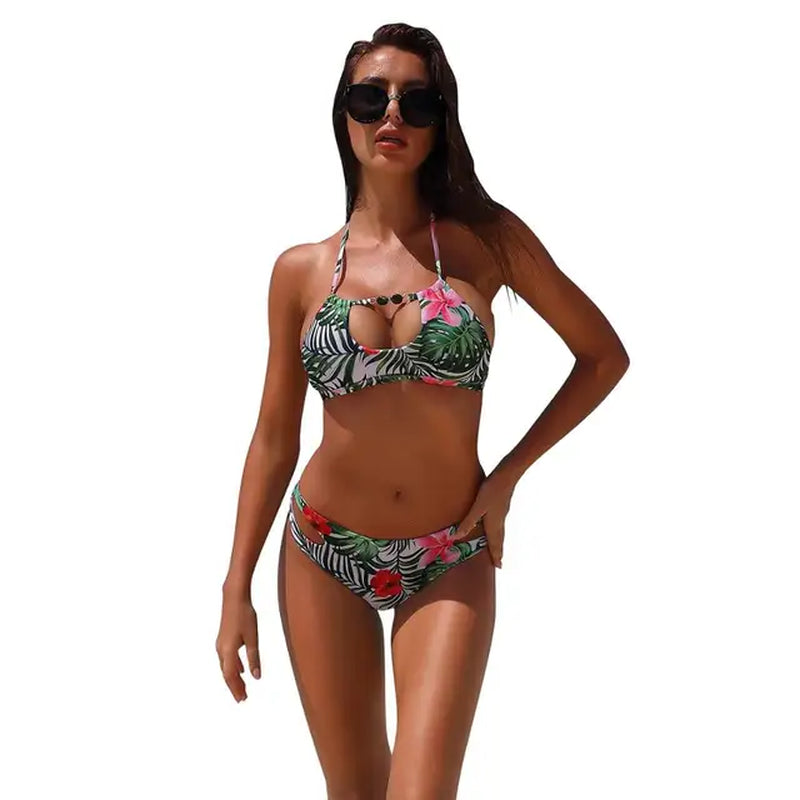 2020 Women Bikinis Set Floral Print Swimwear Bandage Micro Brazilian Bikini Beach Swimsuit Bodysuit Summe Bathing Suit Biquini