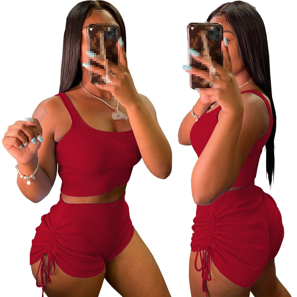 Two Piece Set Women 2 Piece Sets Women Outfits Shorts Set Women Spring Summer 2021Summer Clothes Short Suits Club Outfit